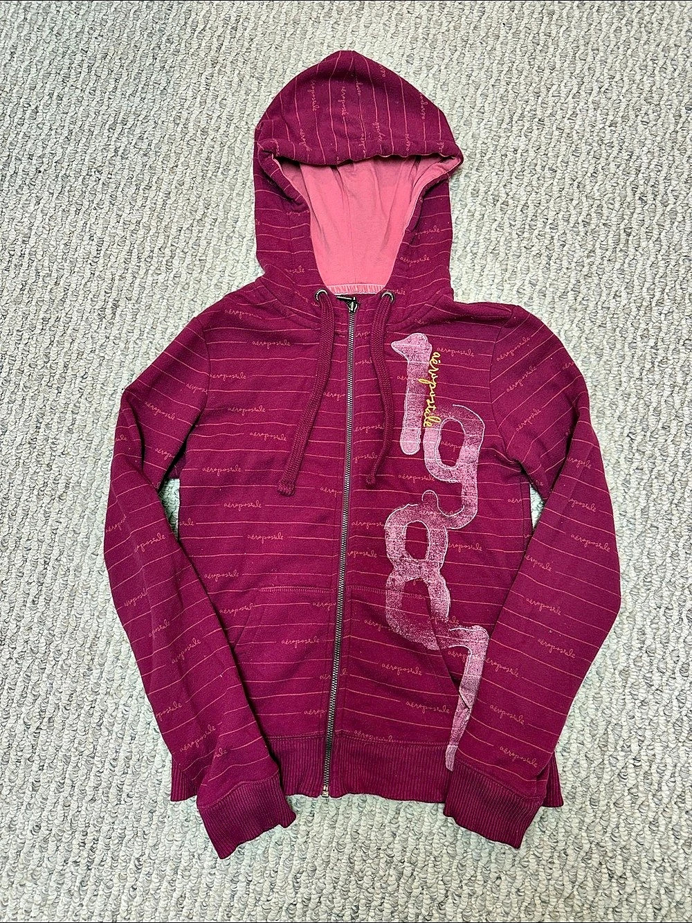 aeropostale Pink Graphic Zip Hoodie